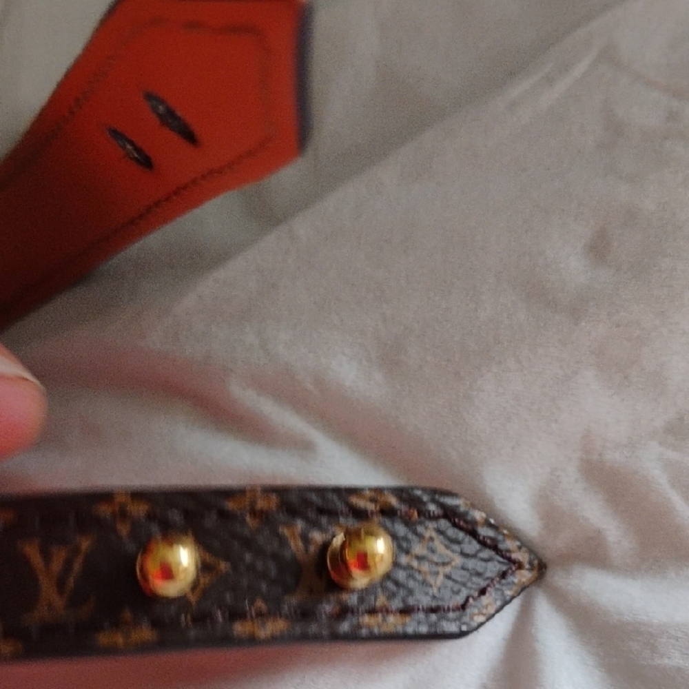 Louis Vuitton Monogram Leather Bracelet with Gold Accent - Picture 7 of 13